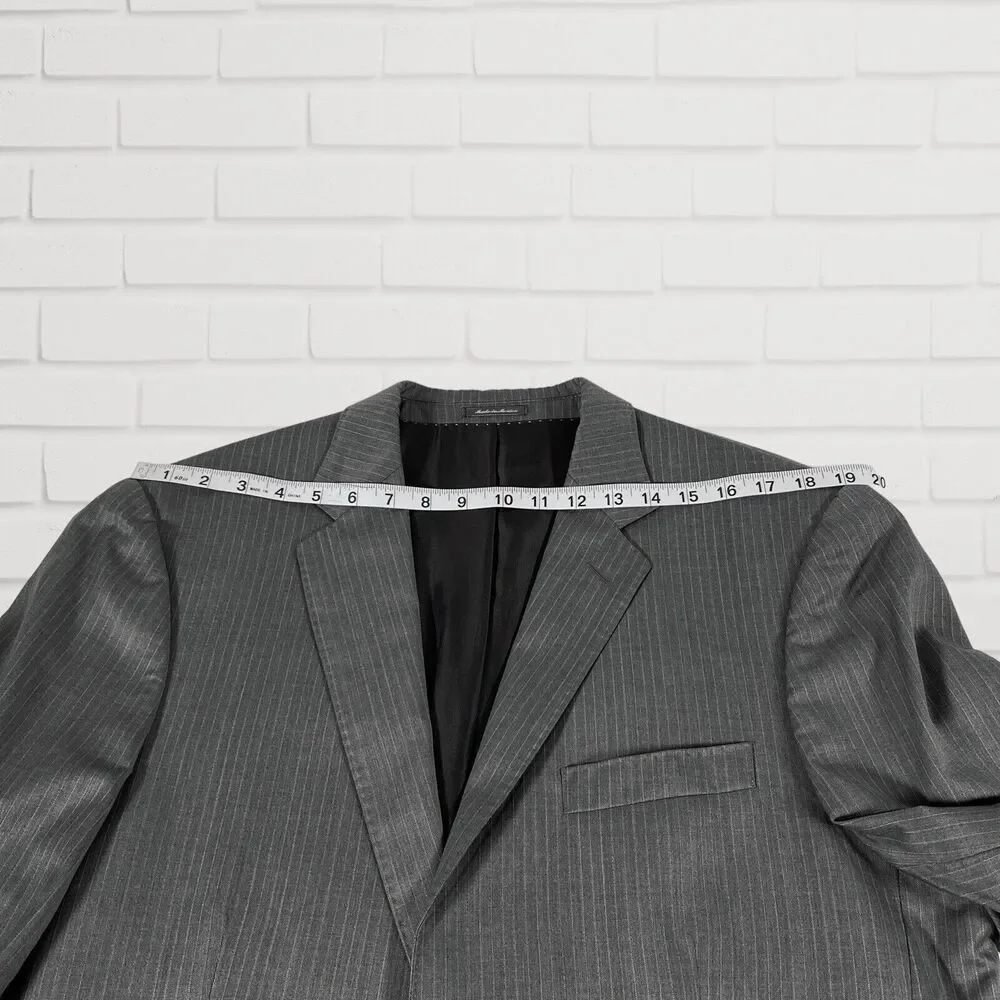 Bagliani Zegna Wool Silk Mens Suit Jacket 42 L Gray Pinstripe Sport Coat Saks